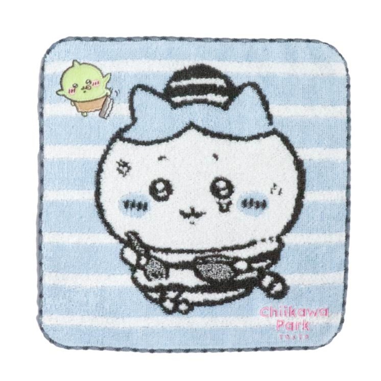 ミニハンカチタオル　捕まっちゃった　イエロー（ハチワレ）